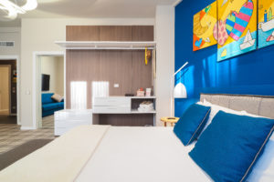 Room G Suite – bed details and exposed closet